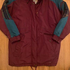 Current Seen Vintage 1980's Women's Maroon/Teal Winter Jacket Coat, Medium